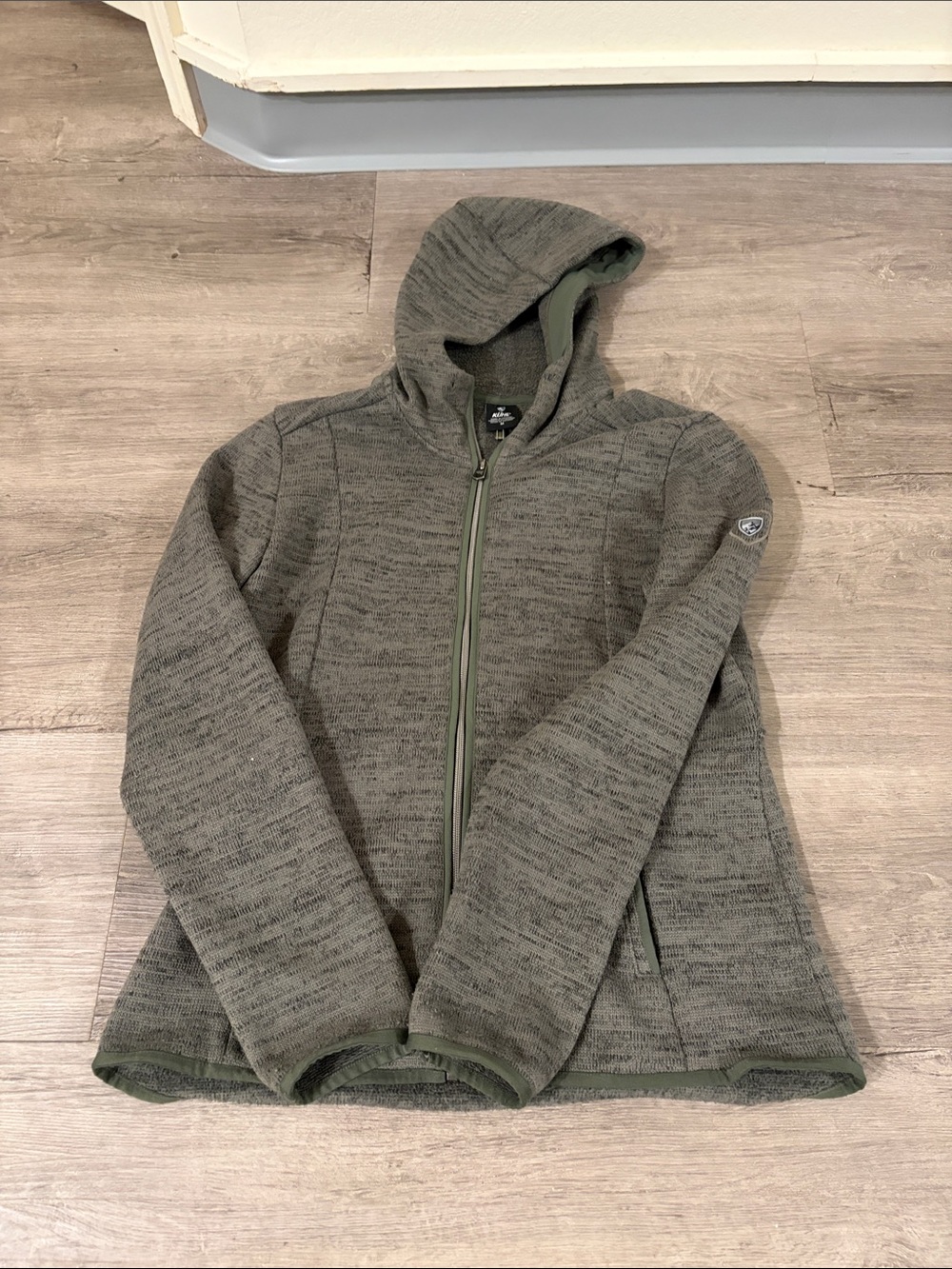 Kuhl Olive Green Full-Zip Hooded Fleece Jacket